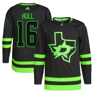 Brett Hull Youth Adidas Dallas Stars Authentic Black Alternate Primegreen Pro Jersey