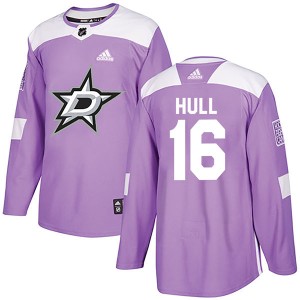 Brett Hull Men's Adidas Dallas Stars Authentic Purple Fights Cancer Practice Jersey