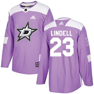 Esa Lindell Men's Adidas Dallas Stars Authentic Purple Fights Cancer Practice Jersey