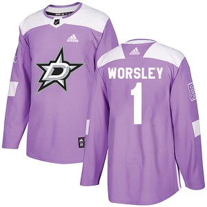 Gump Worsley Men's Adidas Dallas Stars Authentic Purple Fights Cancer Practice Jersey
