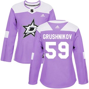 Artyom Grushnikov Women's Adidas Dallas Stars Authentic Purple Fights Cancer Practice Jersey