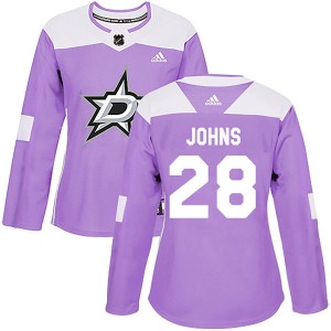 Stephen Johns Women's Adidas Dallas Stars Authentic Purple Fights Cancer Practice Jersey