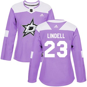Esa Lindell Women's Adidas Dallas Stars Authentic Purple Fights Cancer Practice Jersey