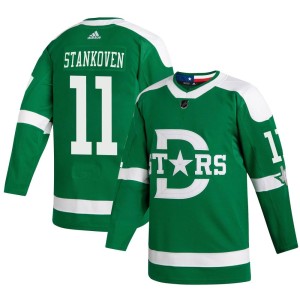 Logan Stankoven Youth Adidas Dallas Stars Authentic Green 2020 Winter Classic Player Jersey
