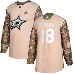 Sam Steel Youth Adidas Dallas Stars Authentic Camo Veterans Day Practice Jersey