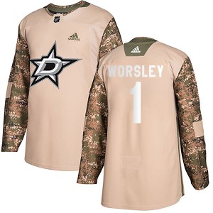 Gump Worsley Youth Adidas Dallas Stars Authentic Camo Veterans Day Practice Jersey