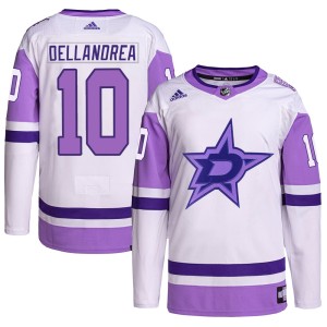 Ty Dellandrea Men's Adidas Dallas Stars Authentic White/Purple Hockey Fights Cancer Primegreen Jersey