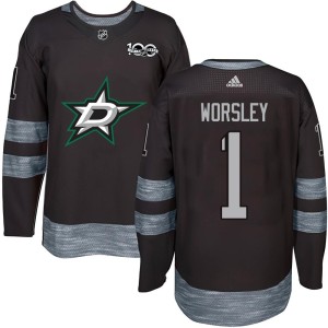 Gump Worsley Youth Dallas Stars Authentic Black 1917-2017 100th Anniversary Jersey