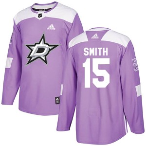 Craig Smith Youth Adidas Dallas Stars Authentic Purple Fights Cancer Practice Jersey