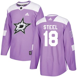 Sam Steel Youth Adidas Dallas Stars Authentic Purple Fights Cancer Practice Jersey