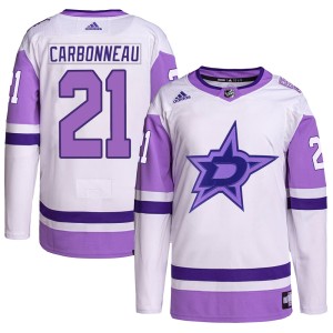 Guy Carbonneau Youth Adidas Dallas Stars Authentic White/Purple Hockey Fights Cancer Primegreen Jersey
