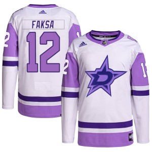Radek Faksa Youth Adidas Dallas Stars Authentic White/Purple Hockey Fights Cancer Primegreen Jersey
