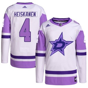 Miro Heiskanen Youth Adidas Dallas Stars Authentic White/Purple Hockey Fights Cancer Primegreen Jersey