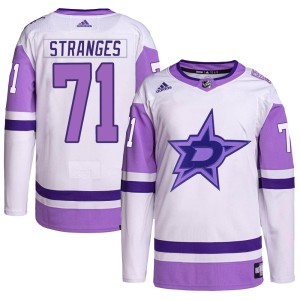 Antonio Stranges Youth Adidas Dallas Stars Authentic White/Purple Hockey Fights Cancer Primegreen Jersey
