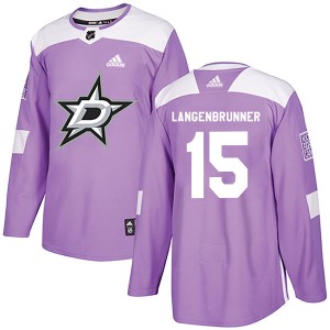 Jamie Langenbrunner Men's Adidas Dallas Stars Authentic Purple Fights Cancer Practice Jersey