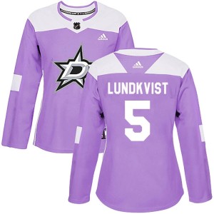 Nils Lundkvist Women's Adidas Dallas Stars Authentic Purple Fights Cancer Practice Jersey