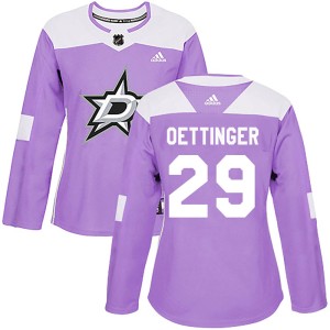 Jake Oettinger Women's Adidas Dallas Stars Authentic Purple ized Fights Cancer Practice Jersey