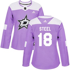 Sam Steel Women's Adidas Dallas Stars Authentic Purple Fights Cancer Practice Jersey